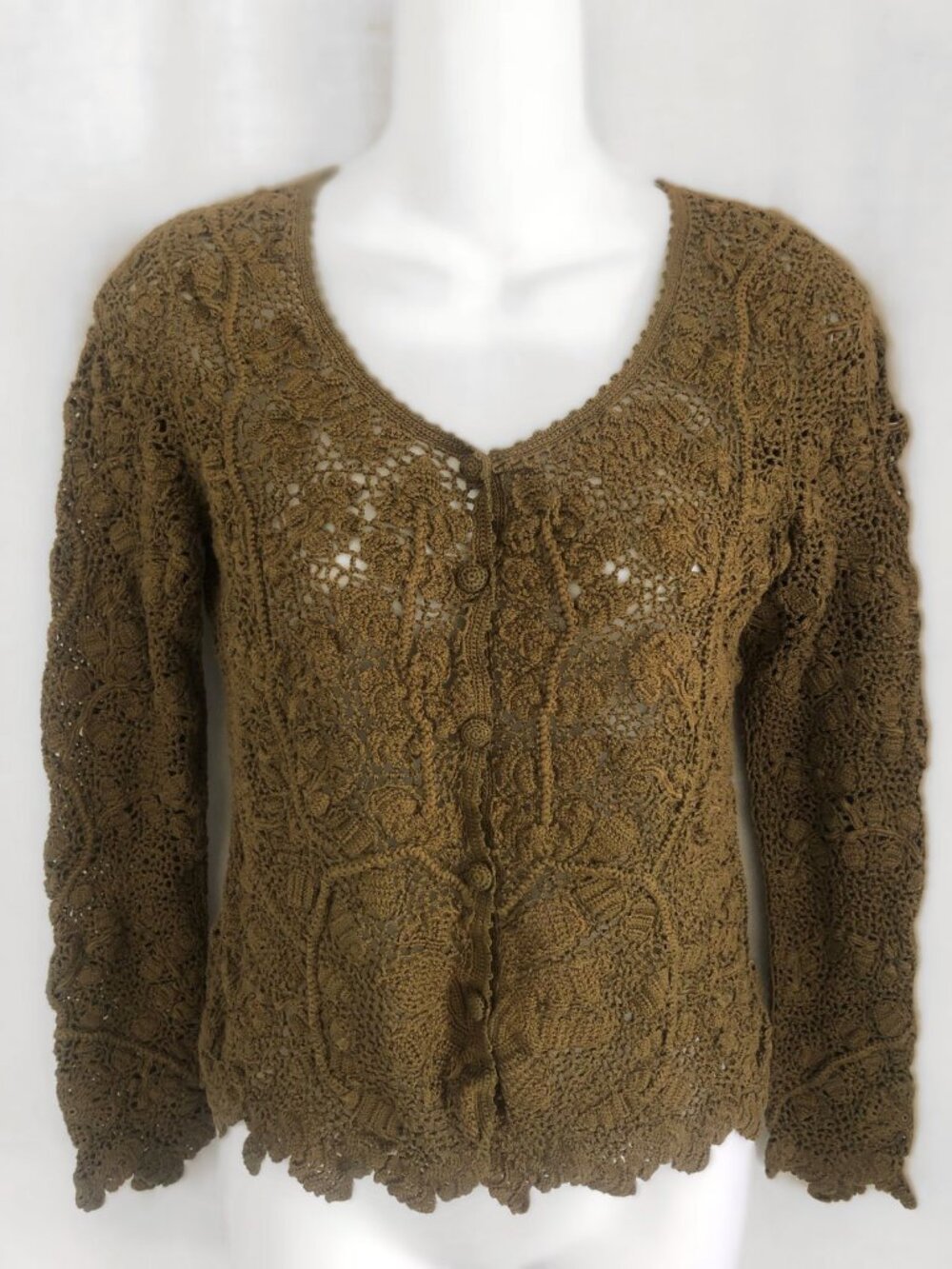Peruvian Connection Pima Cotton Crochet Sweater Women's Small